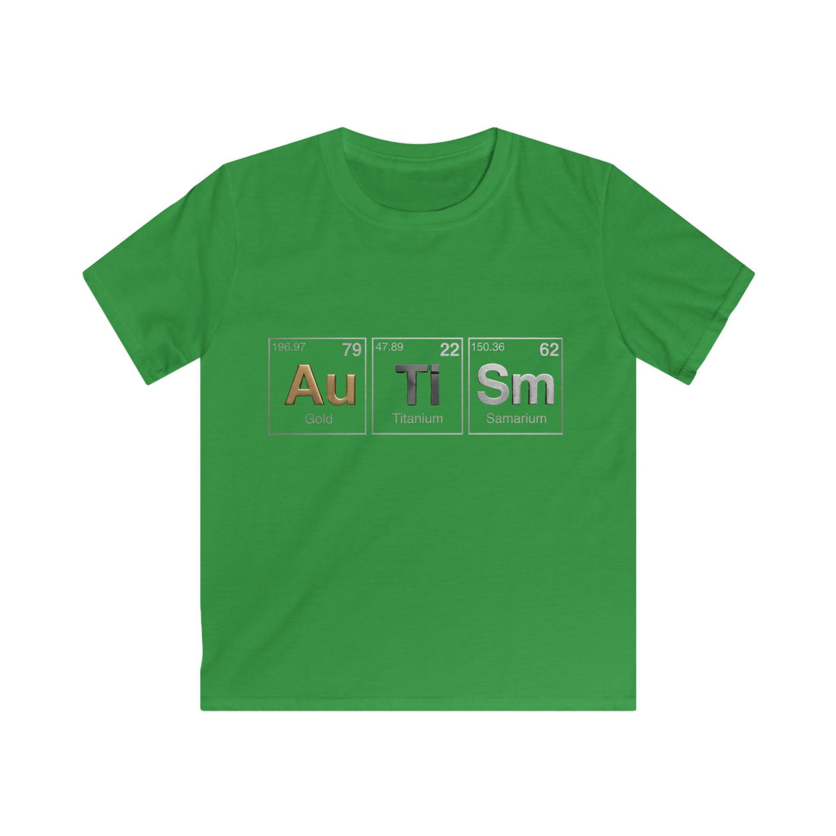 Kids T-shirt — 'Au Ti Sm' Periodic Table Design | Cute Autism Awareness Shirt for Children