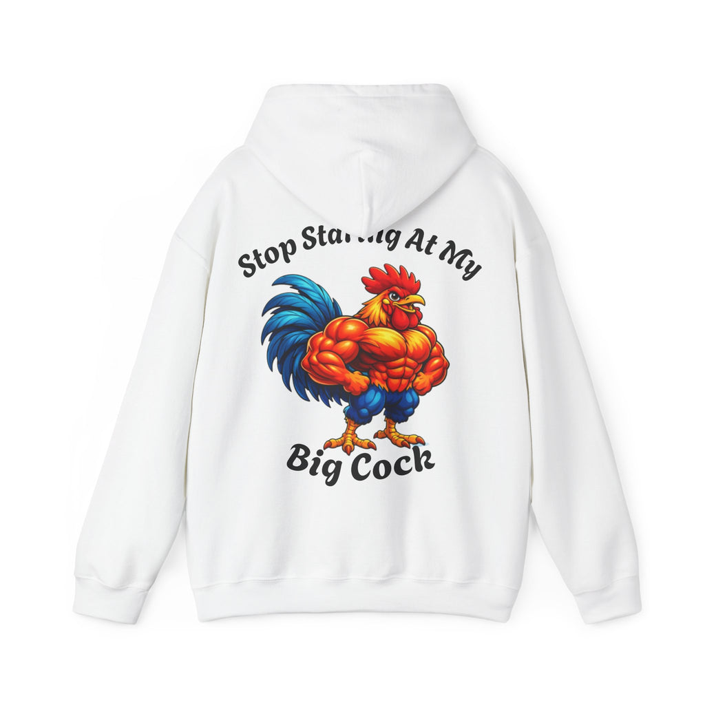 Adult Hoodie - 'Stop Staring At My Big Cock' Funny Rooster Graphic Pullover