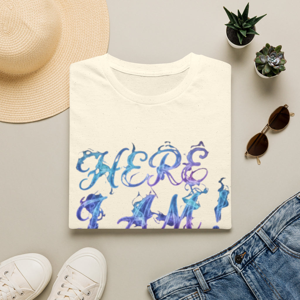 Adult T-Shirt — "Here I Am! What Are Your Other 2 Wishes?" Floral Script Graphic Tee