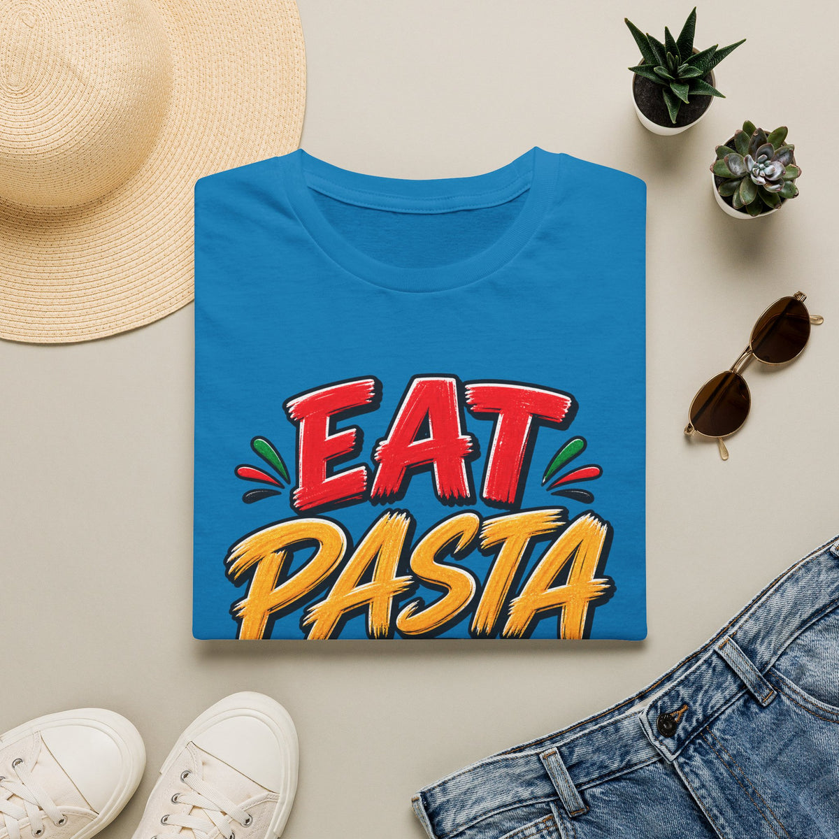 Eat Pasta Run Fasta Adult T-Shirt — Funny Italian Food & Running Graphic Tee