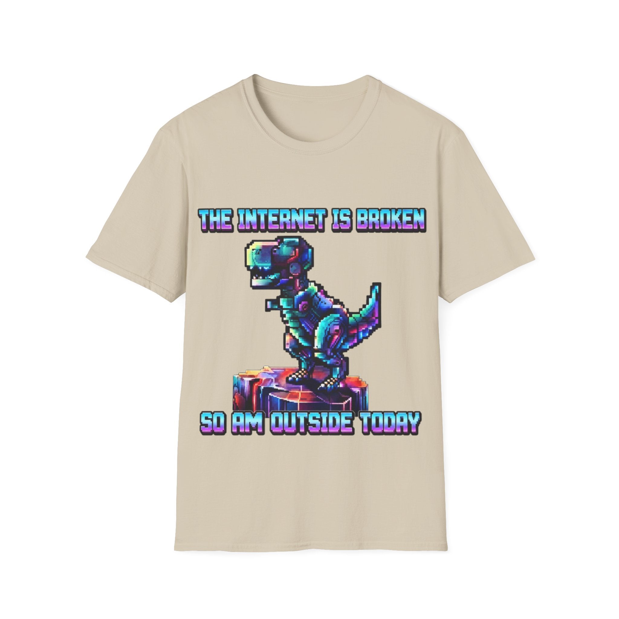 Internet Is Broke Adult  T-Shirt — Retro Pixel Dino "So Am I" Graphic Tee