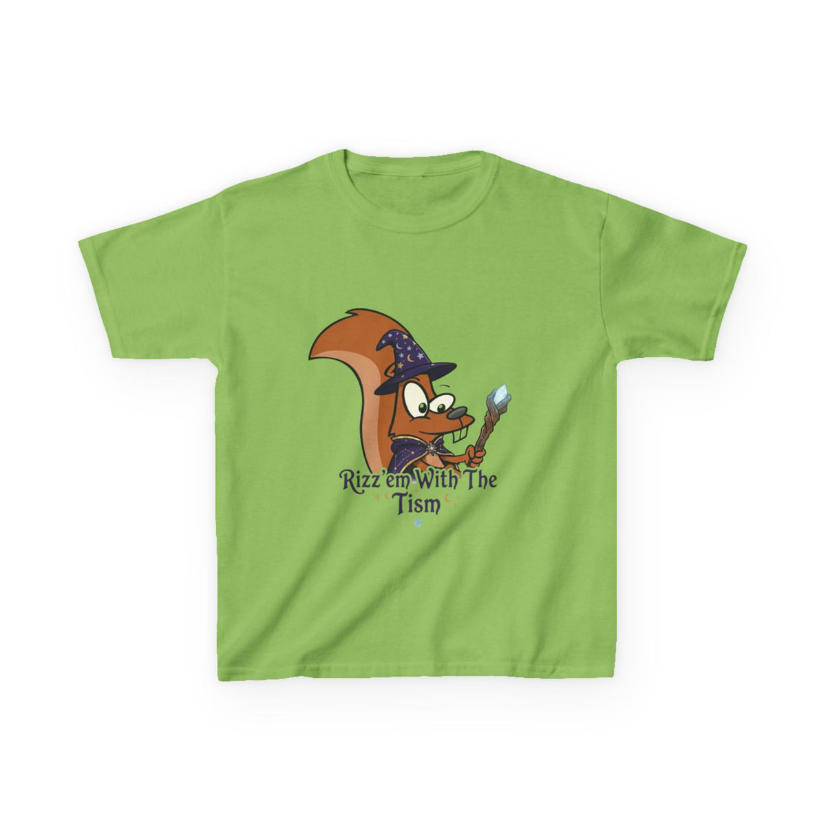 Wizard Fox kids Kids T‑Shirt — "Rizz em With The 'Tism" Cute Magical Tee