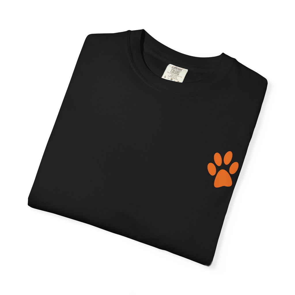 A Little Hat-Titude Puppy Adult T-Shirt | Cute Dog with Pink Hat, Paw Print