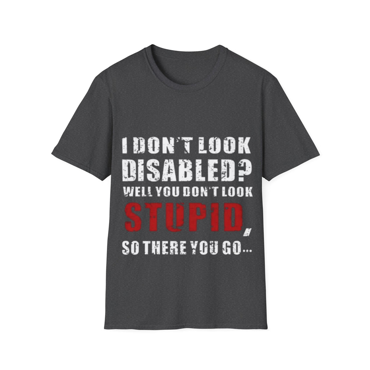Adult T-Shirt — "Don't Look Disabled? Well You Don't Look Stupid So There You Go" Empowerment Tee
