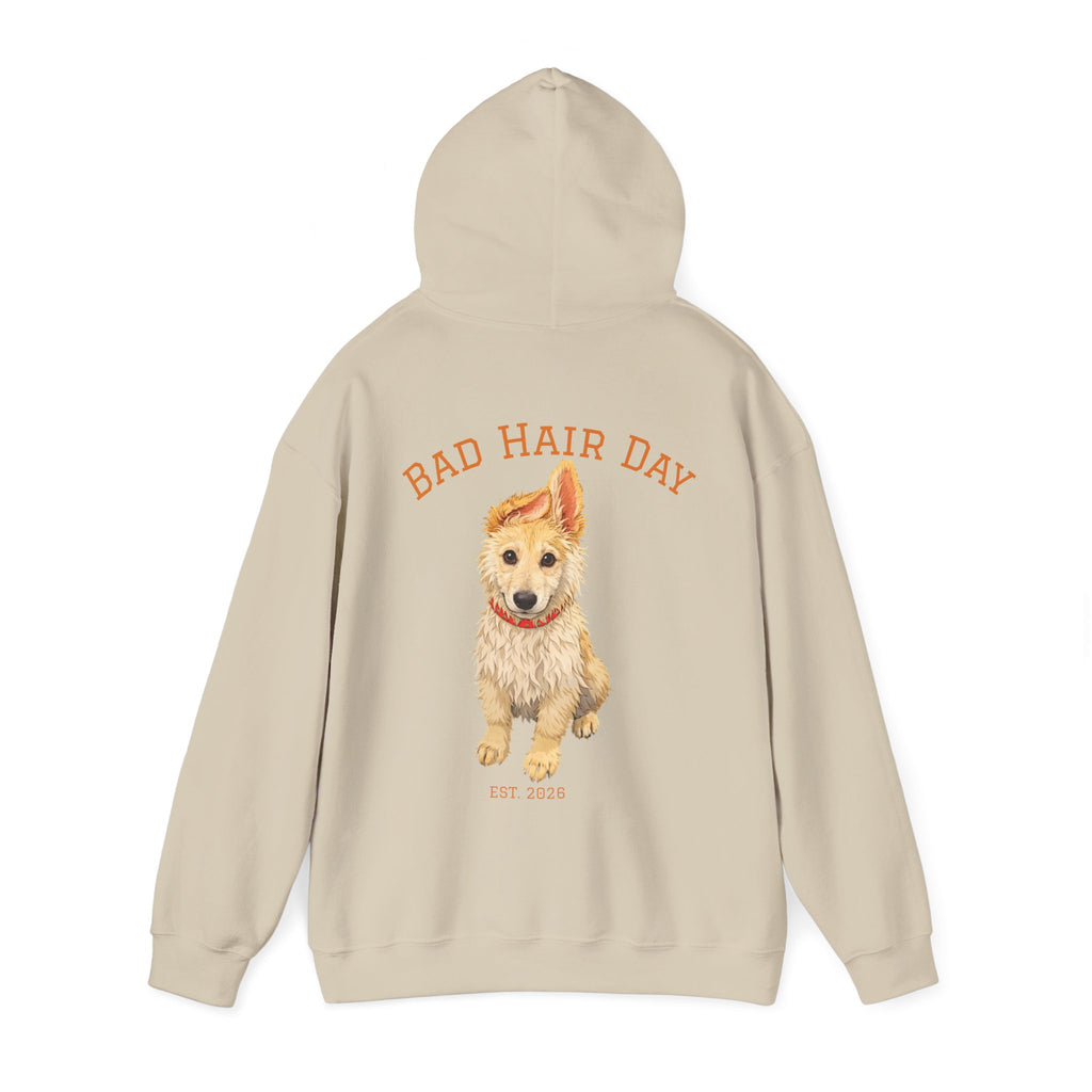 Bad Hair Day Puppy Adult Hoodie | Cute Dog Illustration Sweatshirt