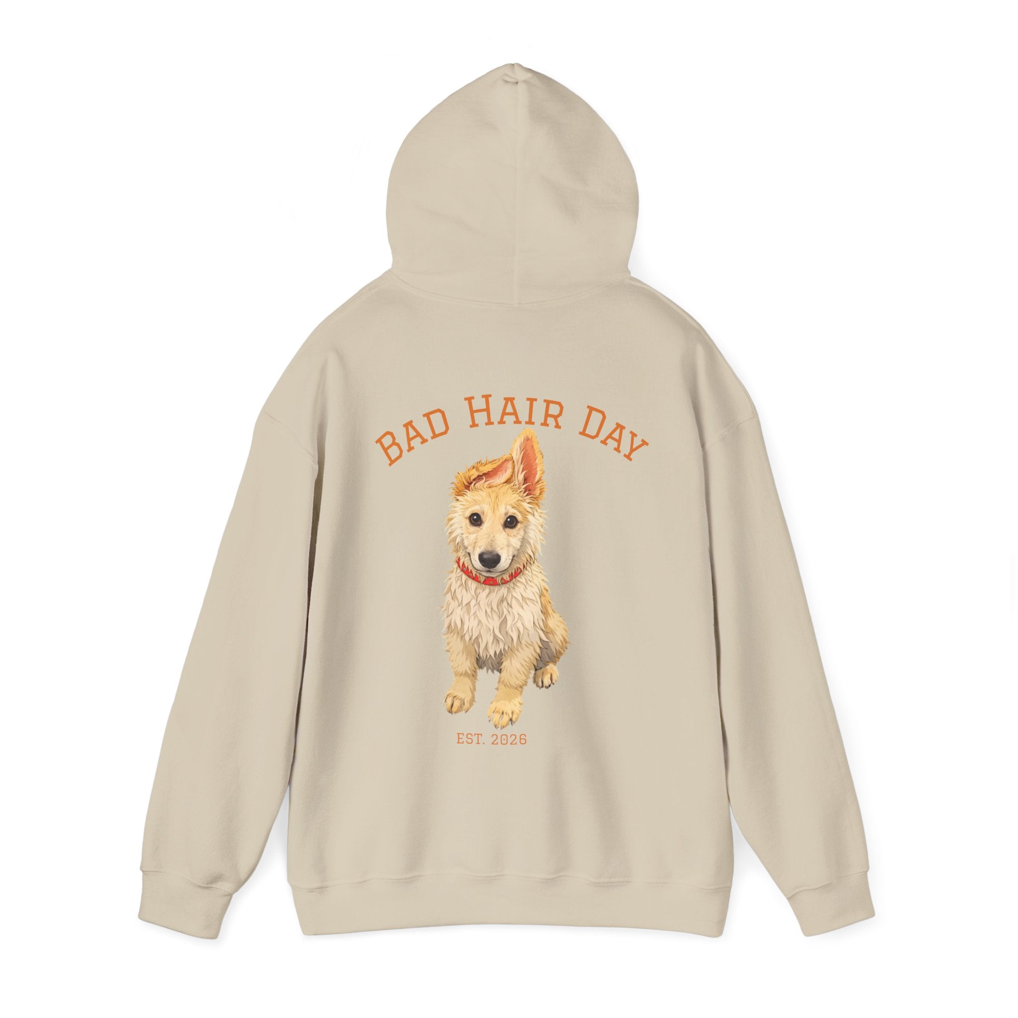 Bad Hair Day Puppy Adult Hoodie | Cute Dog Illustration Sweatshirt