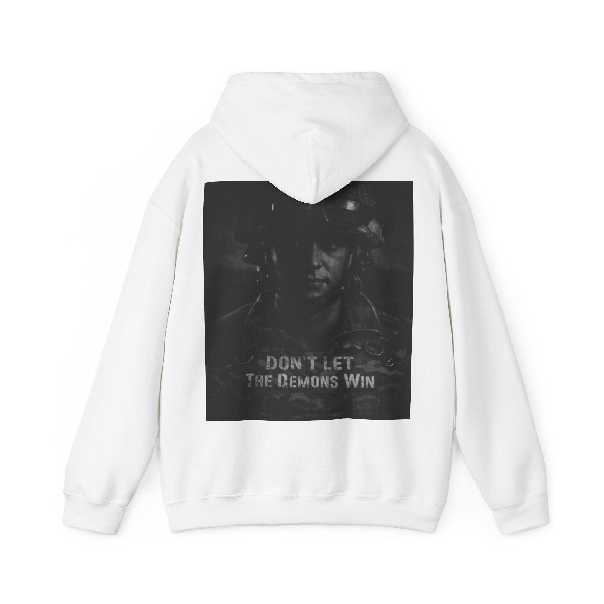 Adult Hoodie — 'Don't Let The Demons Win' Military Soldier Graphic Hoodie