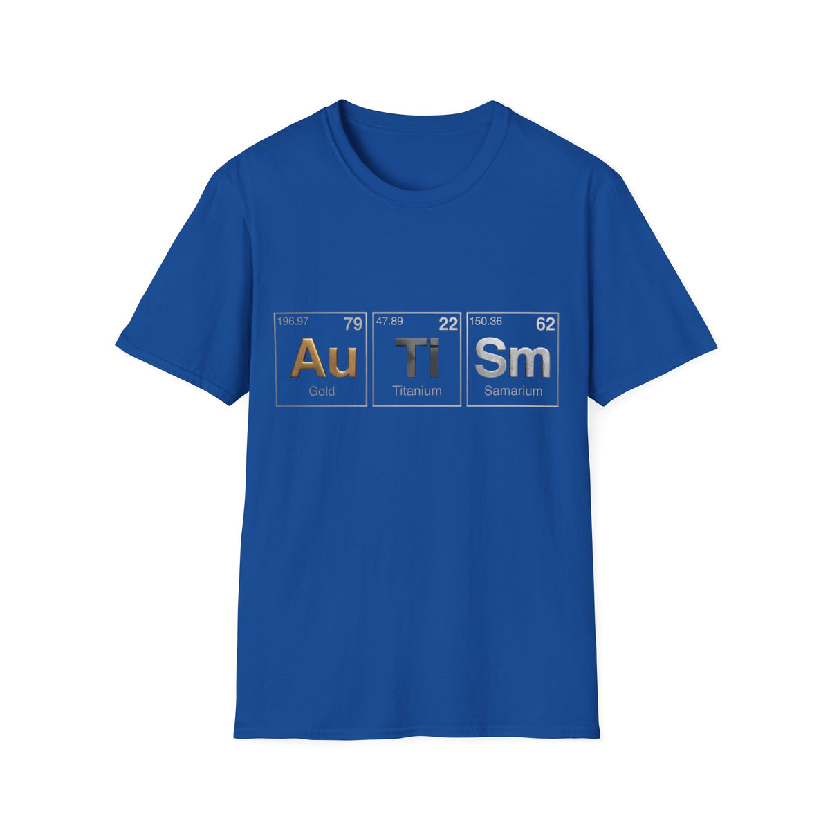 Adult T-Shirt — 'Au Ti Sm' Periodic Table Autism Awareness Tee