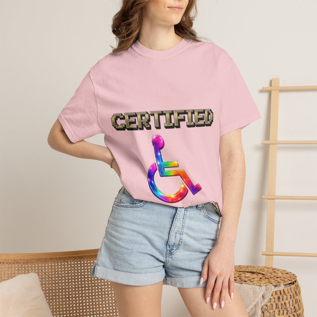 Certified Stunt Man T-Shirt — Rainbow Wheelchair Adult Tee