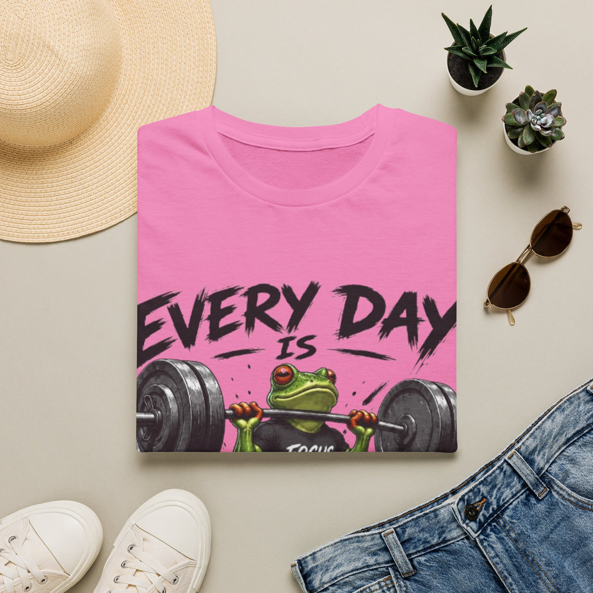 Weightlifting Frog Adult T‑Shirt — "Every Day Is Leg Day" Graphic Tee