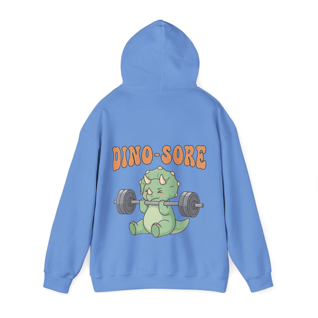 Dino-Sore Adult Hoodie — Cute Triceratops Weightlifting Sweatshirt