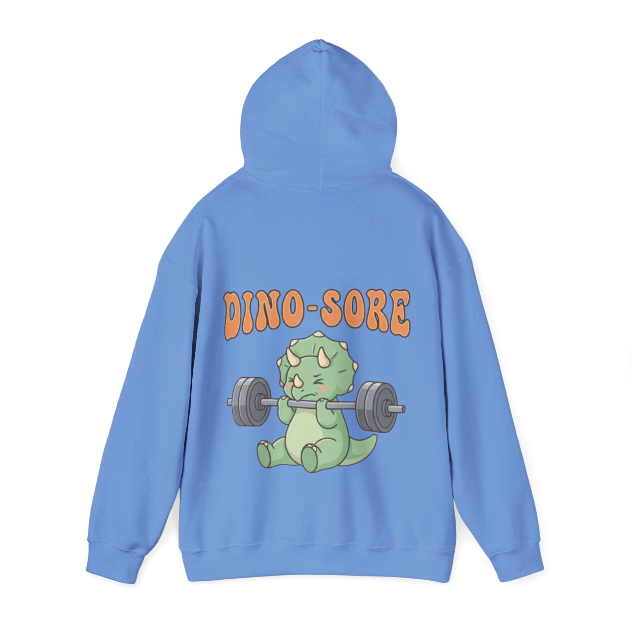 Dino-Sore Adult Hoodie — Cute Triceratops Weightlifting Sweatshirt
