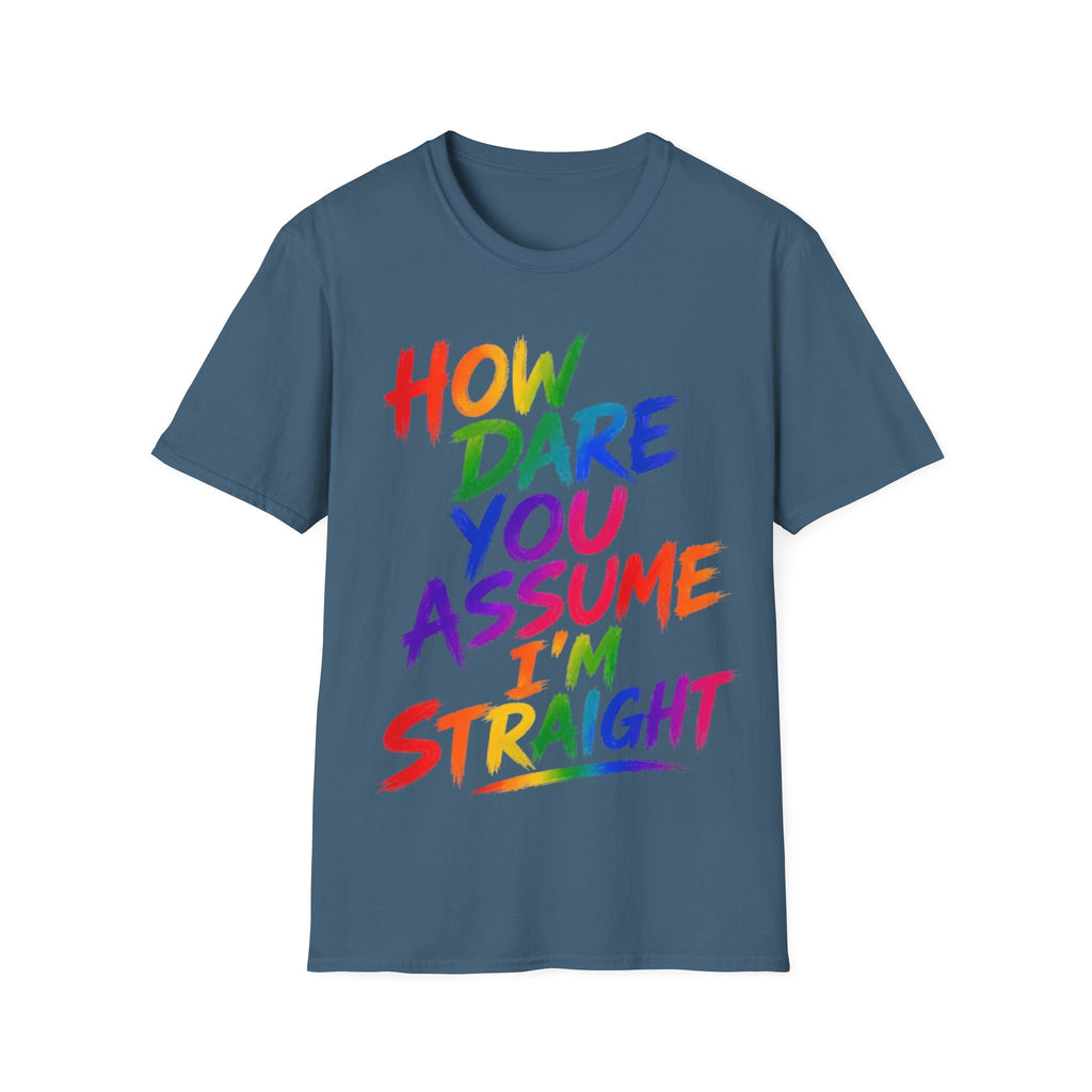 How Dare You Assume I’m Straight Adult T-Shirt — Rainbow Pride Graphic Tee