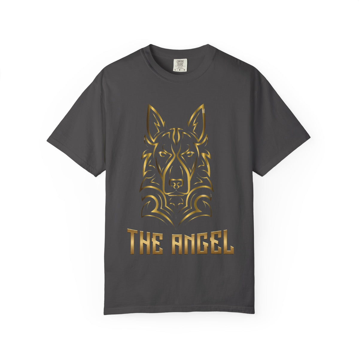The Angel Wolf Adult T-Shirt — Gold Line Art Graphic Tee
