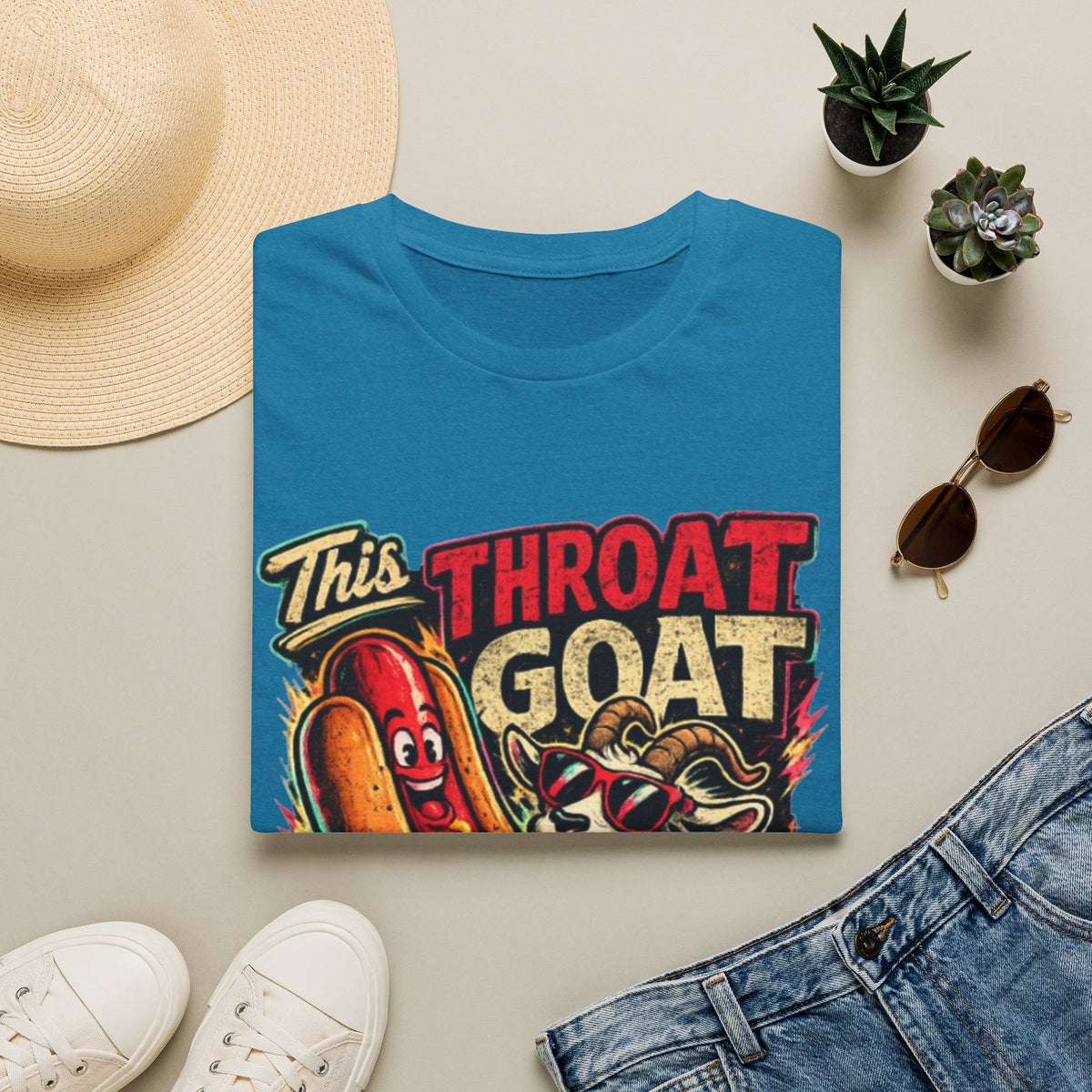 This Throat Goat Adult T-Shirt — Retro Hot Dog Graphic Tee