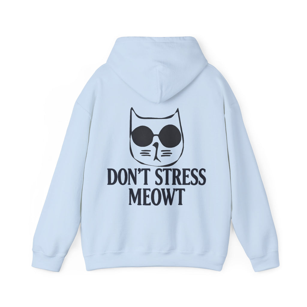 Don't Stress Meowt Adult Hoodie — Relaxed Cat Graphic Sweatshirt