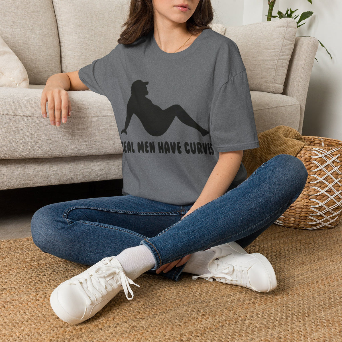 Curvy Silhouette Adult T-Shirt — "Real Men Have Curves" Graphic Tee