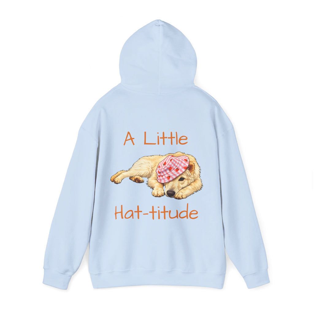 A Little Hat-Titude Puppy Illustration Adult Hoodie | Cute Dog Paw Chest Print