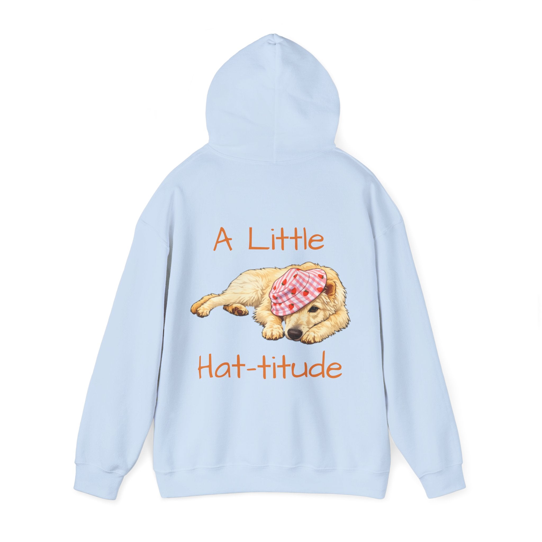 A Little Hat-Titude Puppy Illustration Adult Hoodie | Cute Dog Paw Chest Print