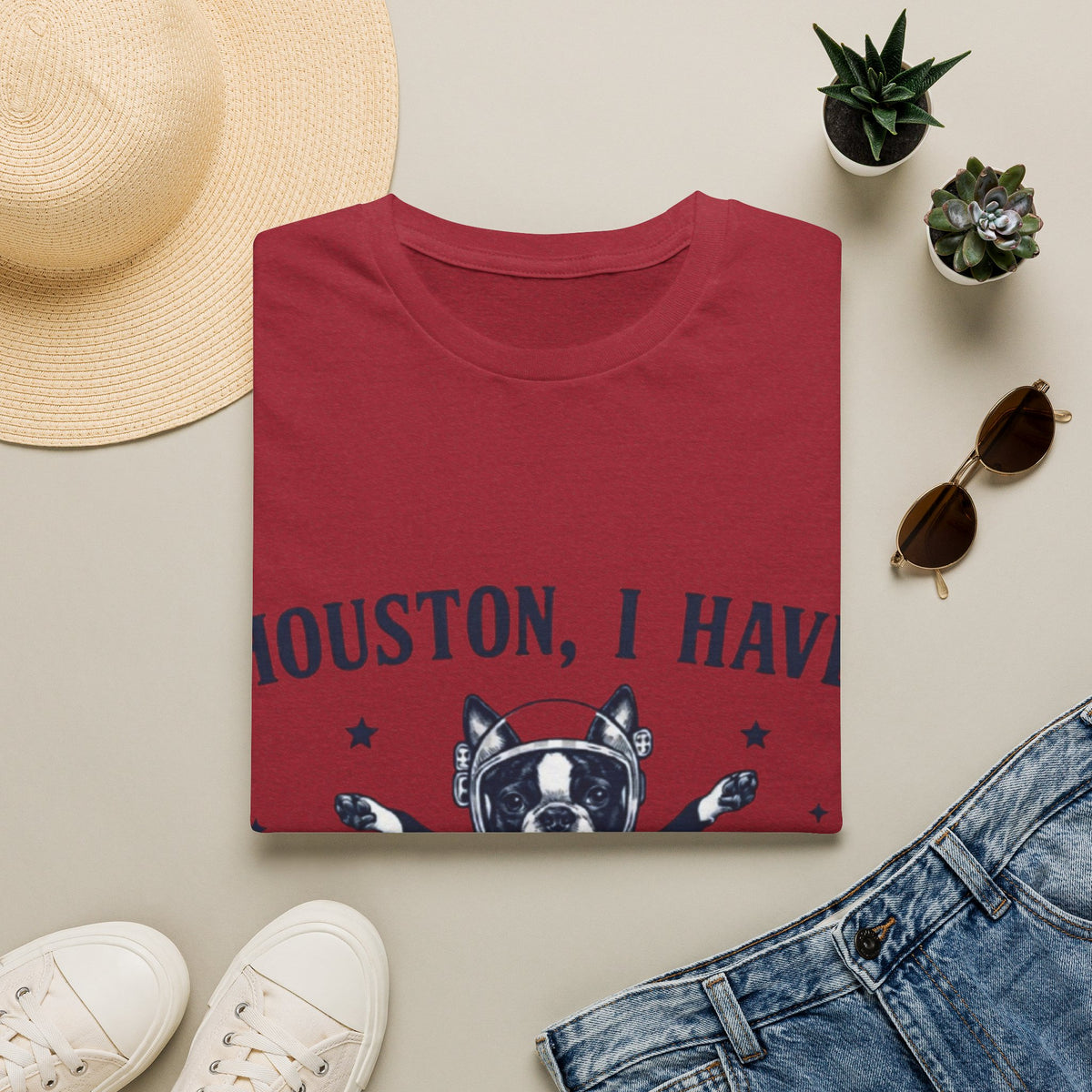 Adult T-Shirt — "Houston, I Have So Many Problems" Astronaut Dog Graphic Tee