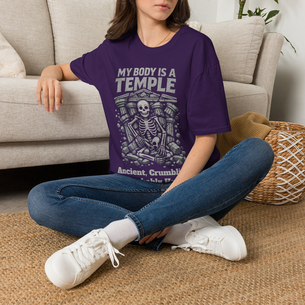 Temple Skeleton Adult T-Shirt — "My Body Is a Temple" Vintage Gothic Tee