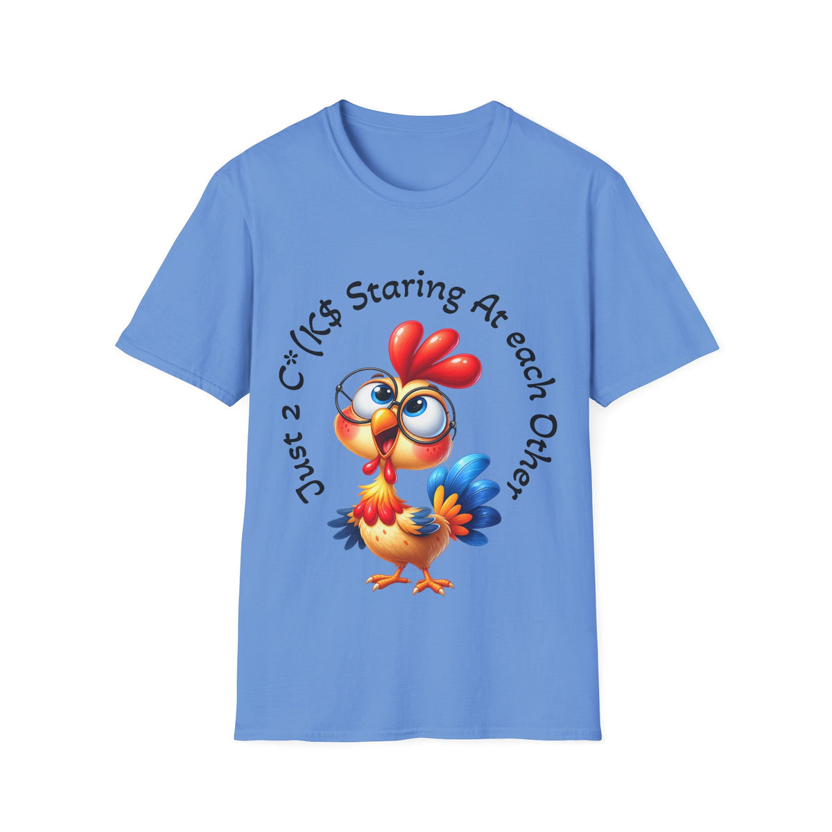 Chicken Cartoon Adult T-Shirt — "Staring At Each Other" Cute Funny Graphic Tee