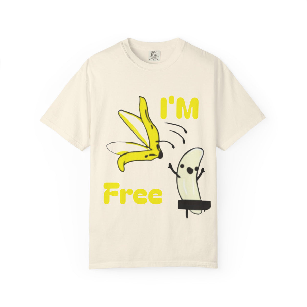 Banana Skateboard Adult T-Shirt — "I’m Free" Cute Skateboarding Banana Graphic Tee