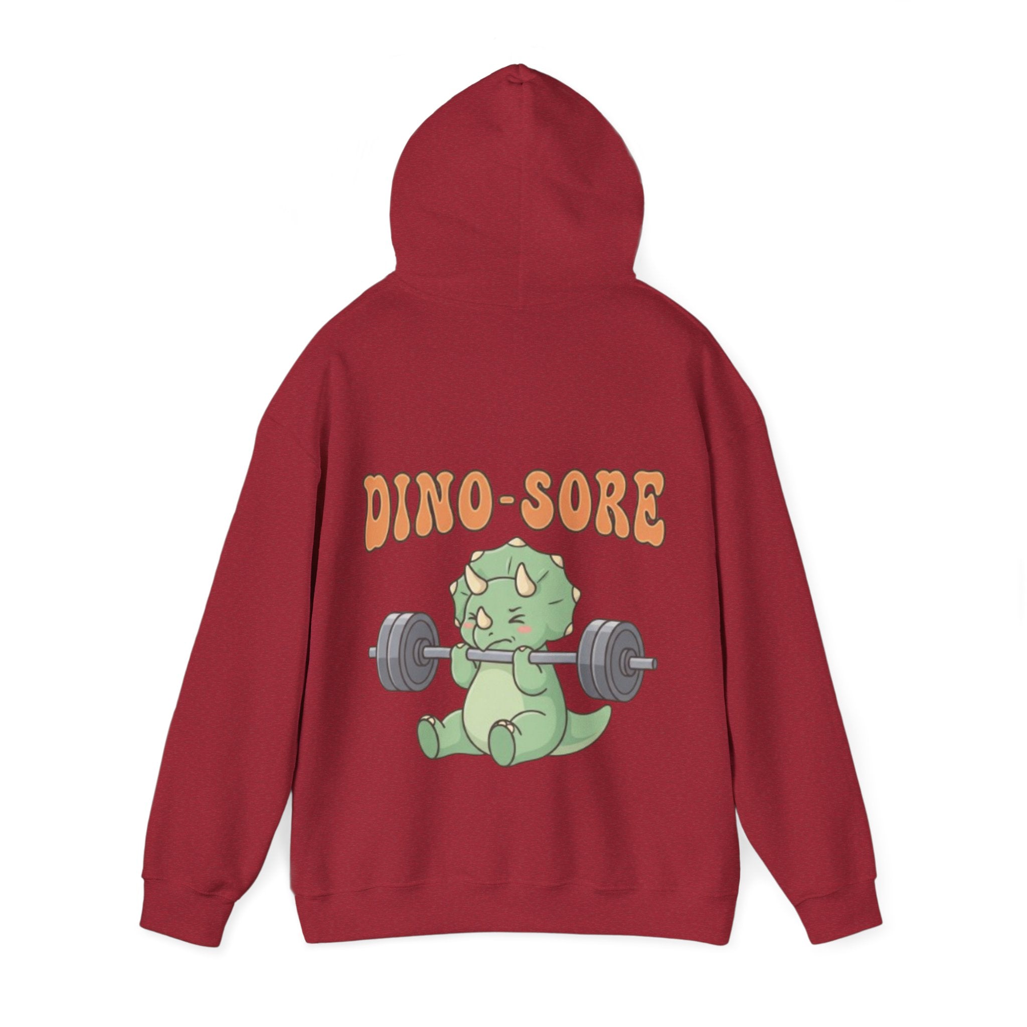 Dino-Sore Adult Hoodie — Cute Triceratops Weightlifting Sweatshirt