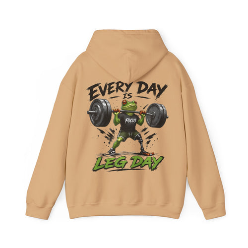 Adult Hoodie - "Every Day Is Leg Day" Frog Weightlifting Gym Hoodie