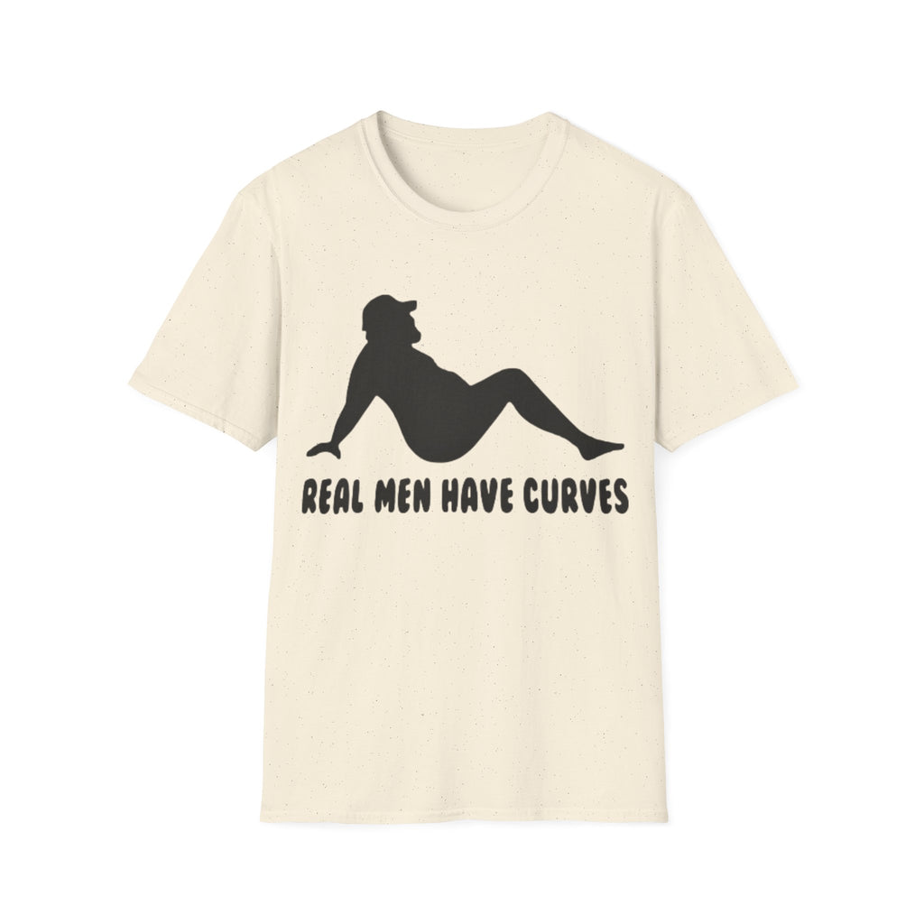 Curvy Silhouette Adult T-Shirt — "Real Men Have Curves" Graphic Tee