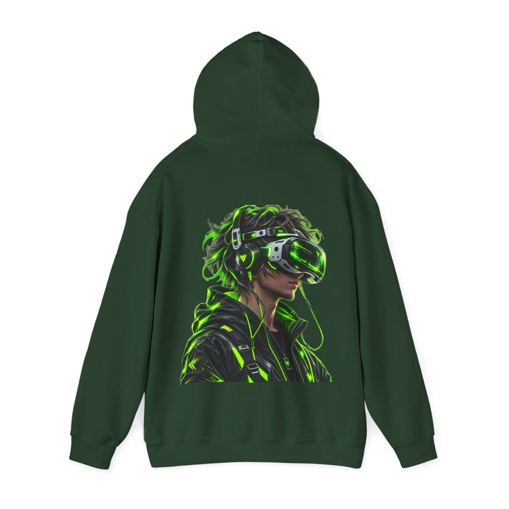 VR Gamer  Adult Hoodie — Neon Cyberpunk Virtual Reality Gamer Graphic Sweatshirt