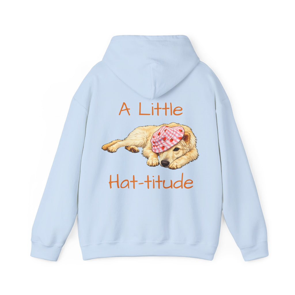 A Little Hat-Titude Puppy Illustration Adult Hoodie | Cute Dog Paw Chest Print