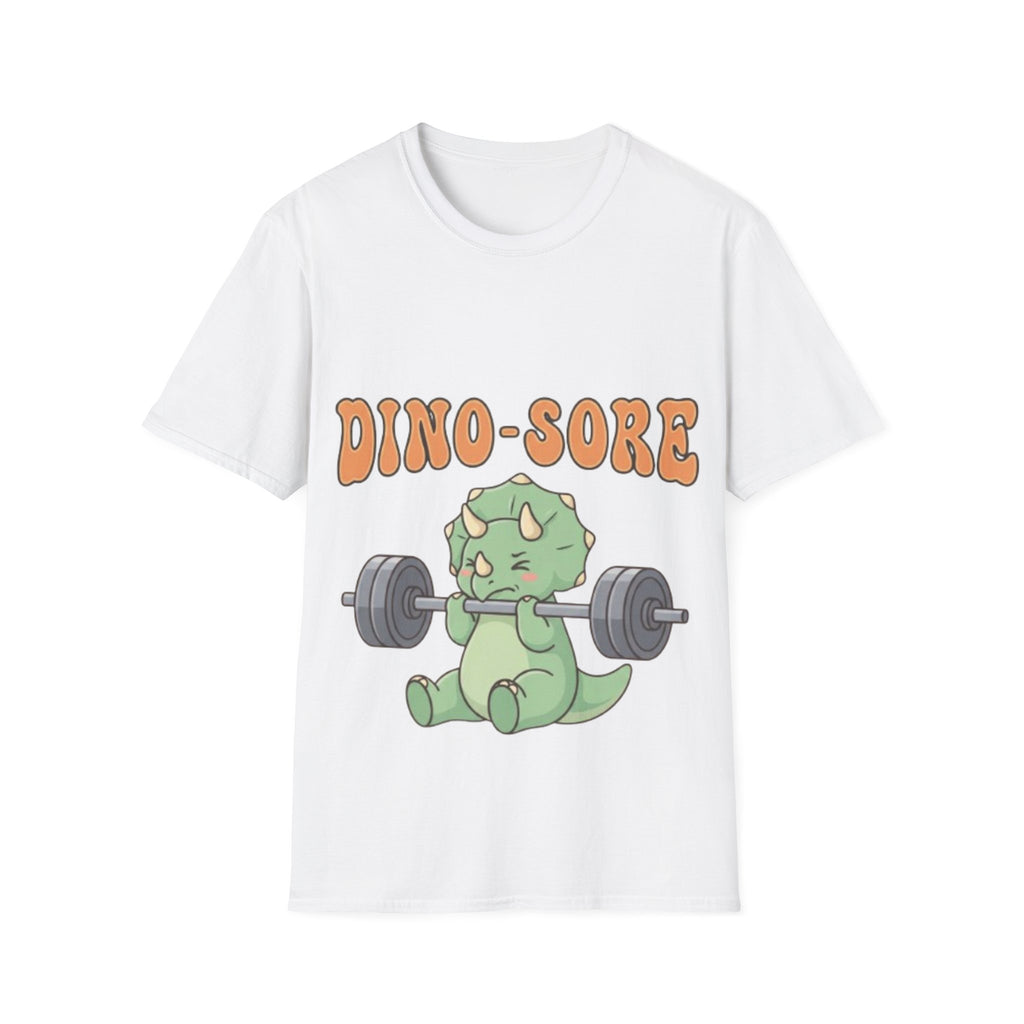 Dino-Sore Adult T-Shirt — Cute Workout Dinosaur Fitness Tee