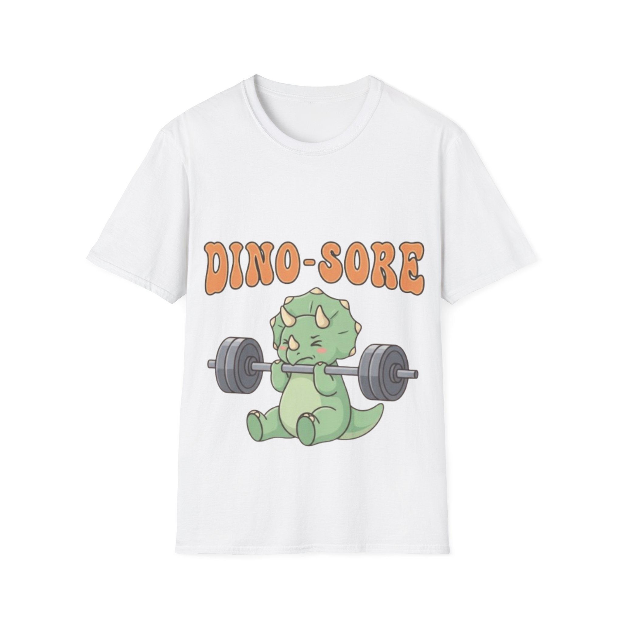 Dino-Sore Adult T-Shirt — Cute Workout Dinosaur Fitness Tee