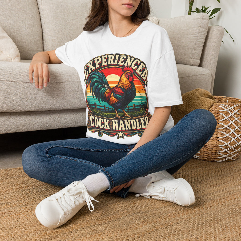 Experienced Cock Handler Adult T-Shirt — Retro Rooster Graphic Tee