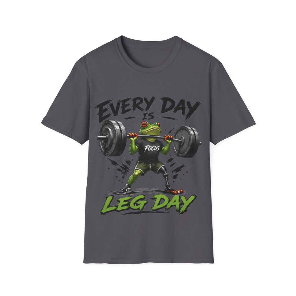 Weightlifting Frog Adult T‑Shirt — "Every Day Is Leg Day" Graphic Tee