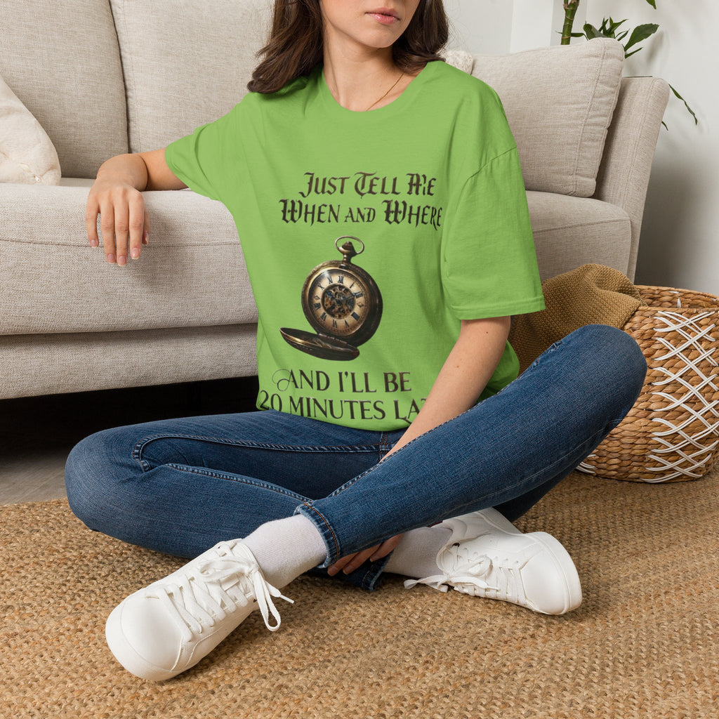Pocket Watch Adult T-Shirt — "Just Tell Me When and Where" Vintage Timepiece Tee