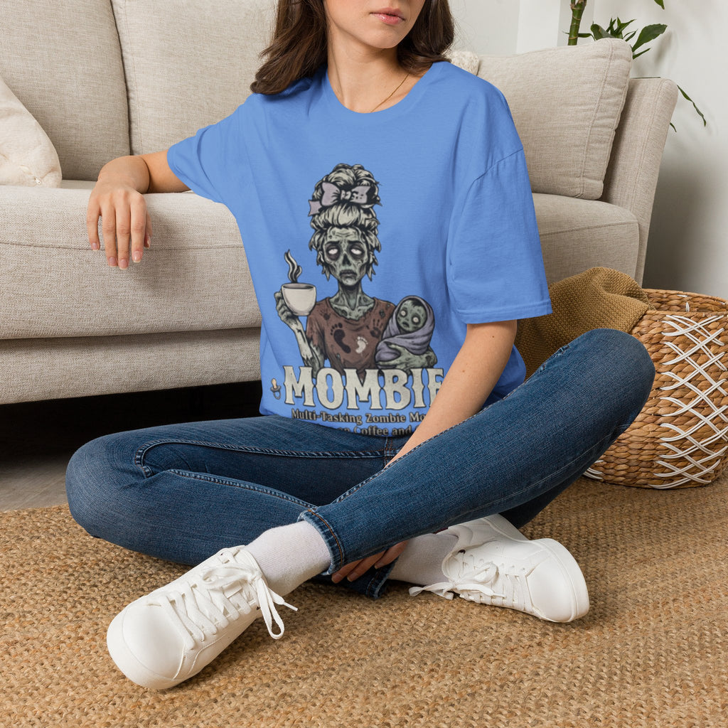 Mombie Adult T-Shirt – Funny Zombie Coffee Tee for Halloween & Horror Fans