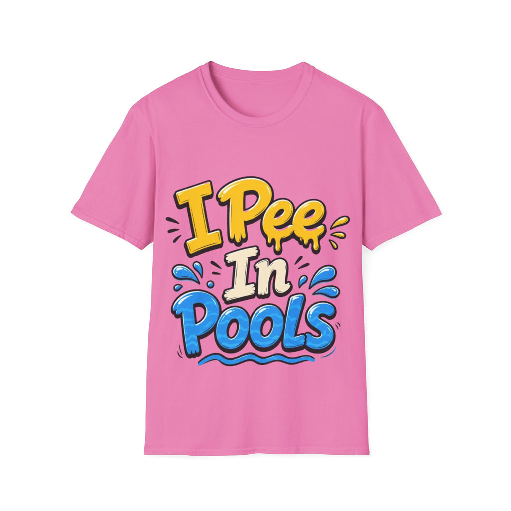 Funny "I Pee in Pools" Adult T-Shirt — Humorous Summer Pool Party Tee