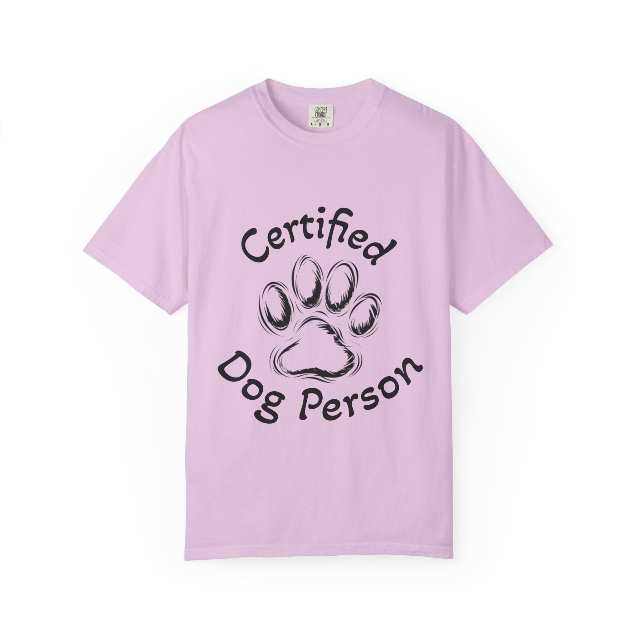 Certified Dog Person Adult T-Shirt — Paw Print Graphic Tee for Dog Lovers