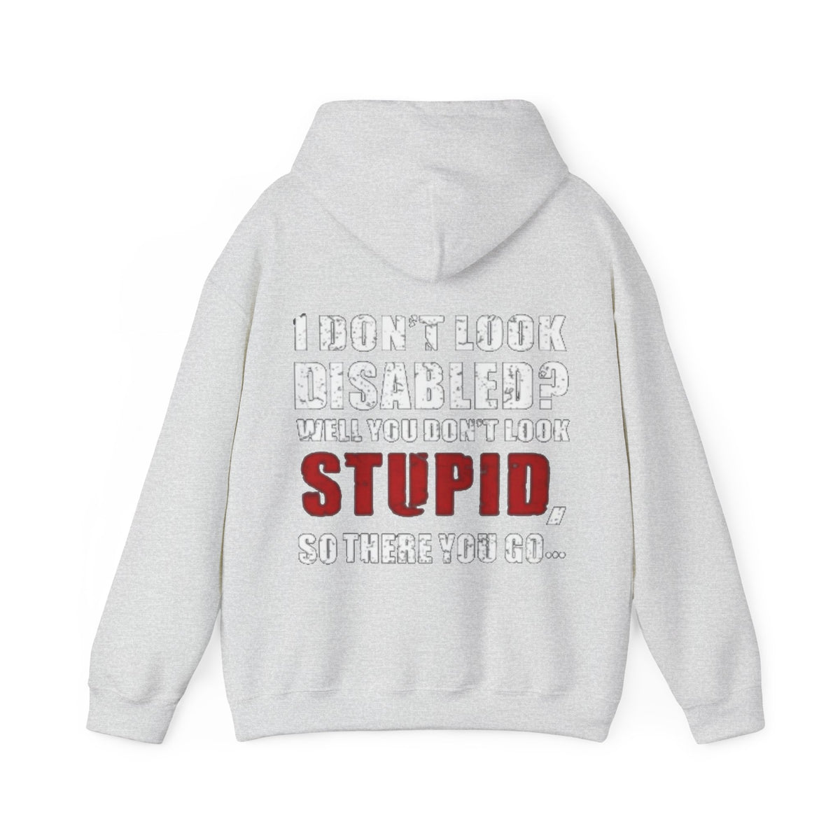 Adult Hoodie — “I Don’t Look Disabled? When You Don’t Look STUPID” Graphic Back Print