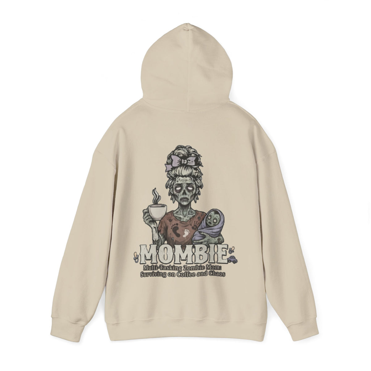 Mombie Adult Hoodie — “Mombie” Funny Coffee & Chaos Mom Sweatshirt