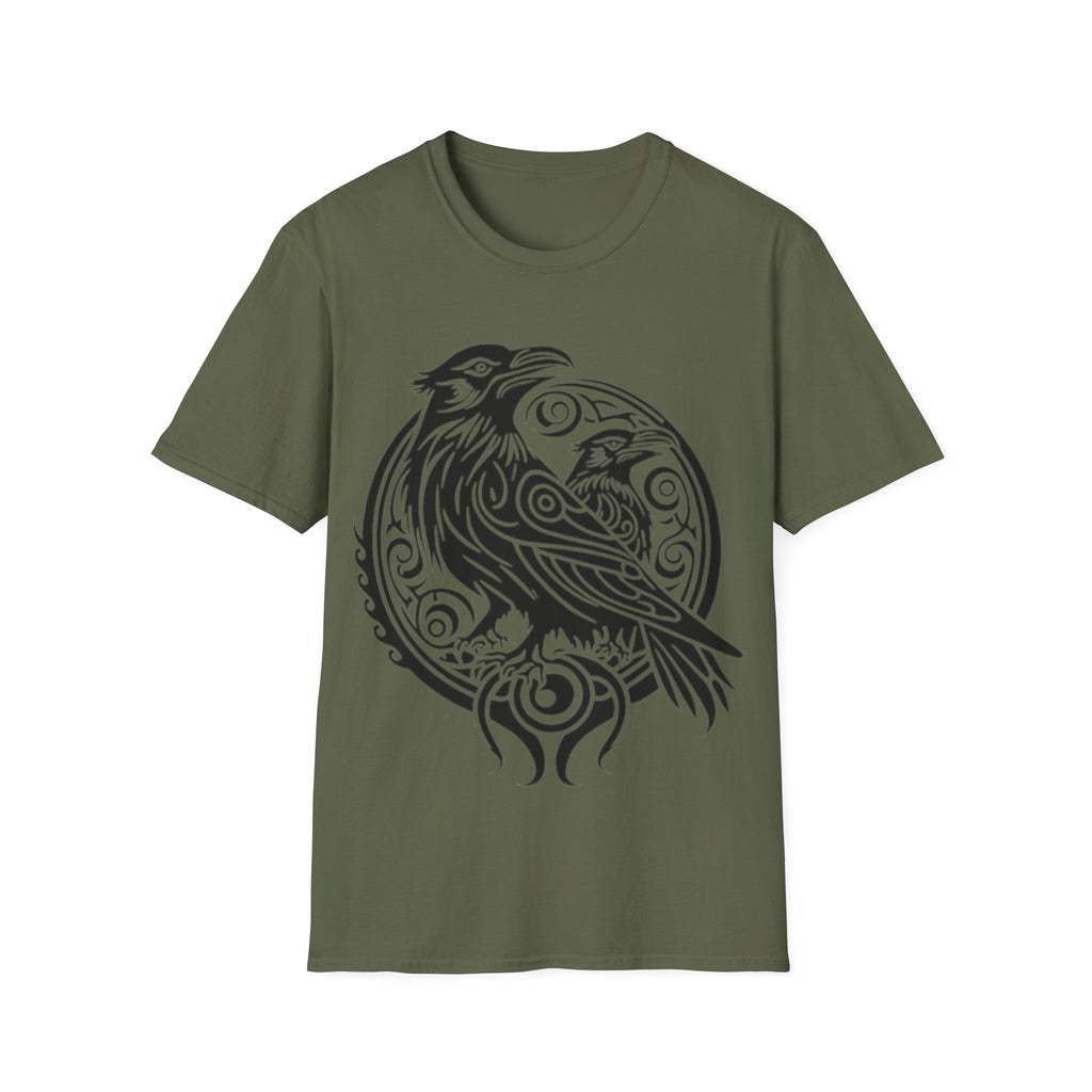 Odens Raven's Tribal Art Adult T-Shirt — Huginn and Muninn
