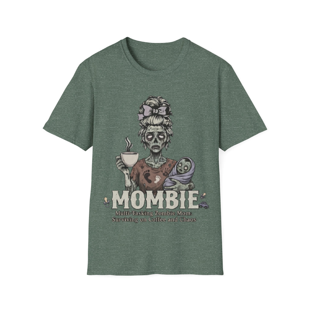 Mombie Adult T-Shirt – Funny Zombie Coffee Tee for Halloween & Horror Fans