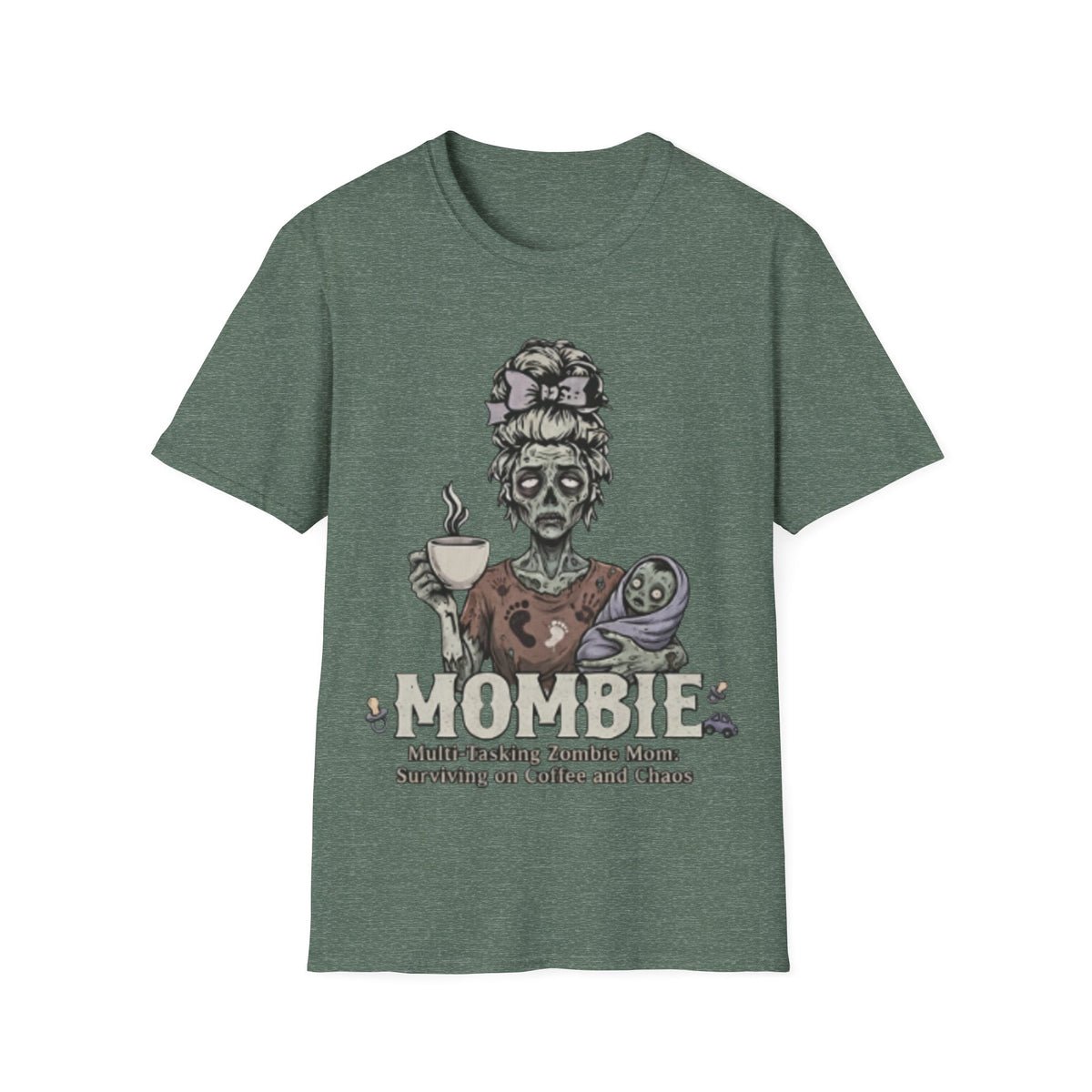 Mombie Adult T-Shirt – Funny Zombie Coffee Tee for Halloween & Horror Fans