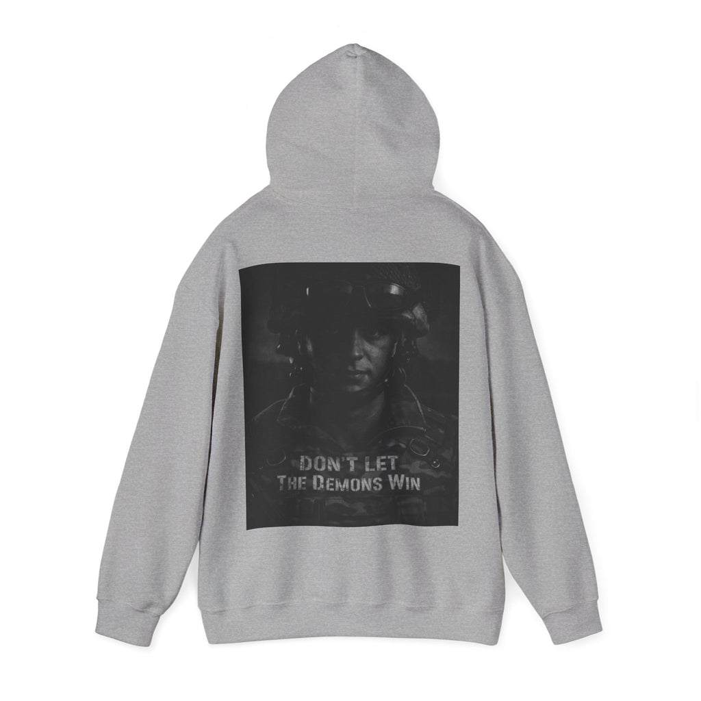 Adult Hoodie — 'Don't Let The Demons Win' Military Soldier Graphic Hoodie