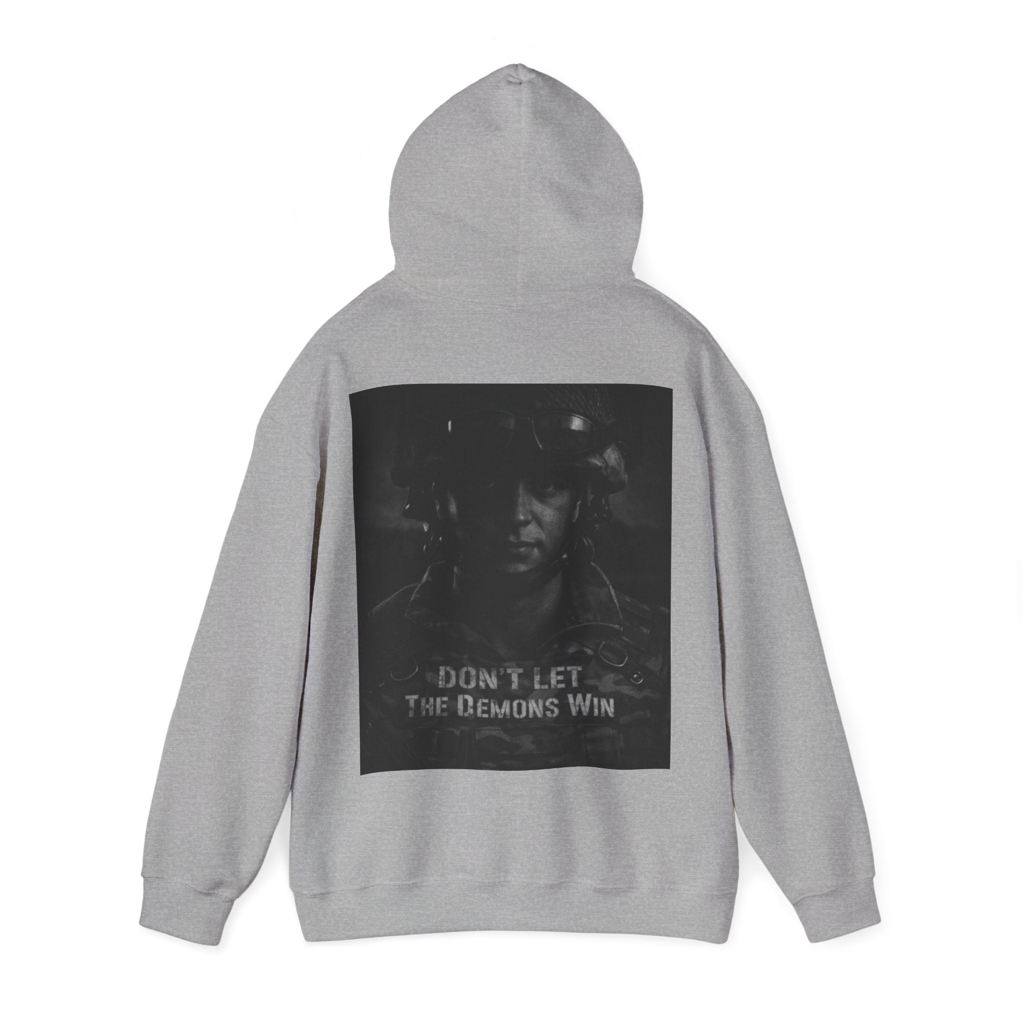 Adult Hoodie — 'Don't Let The Demons Win' Military Soldier Graphic Hoodie