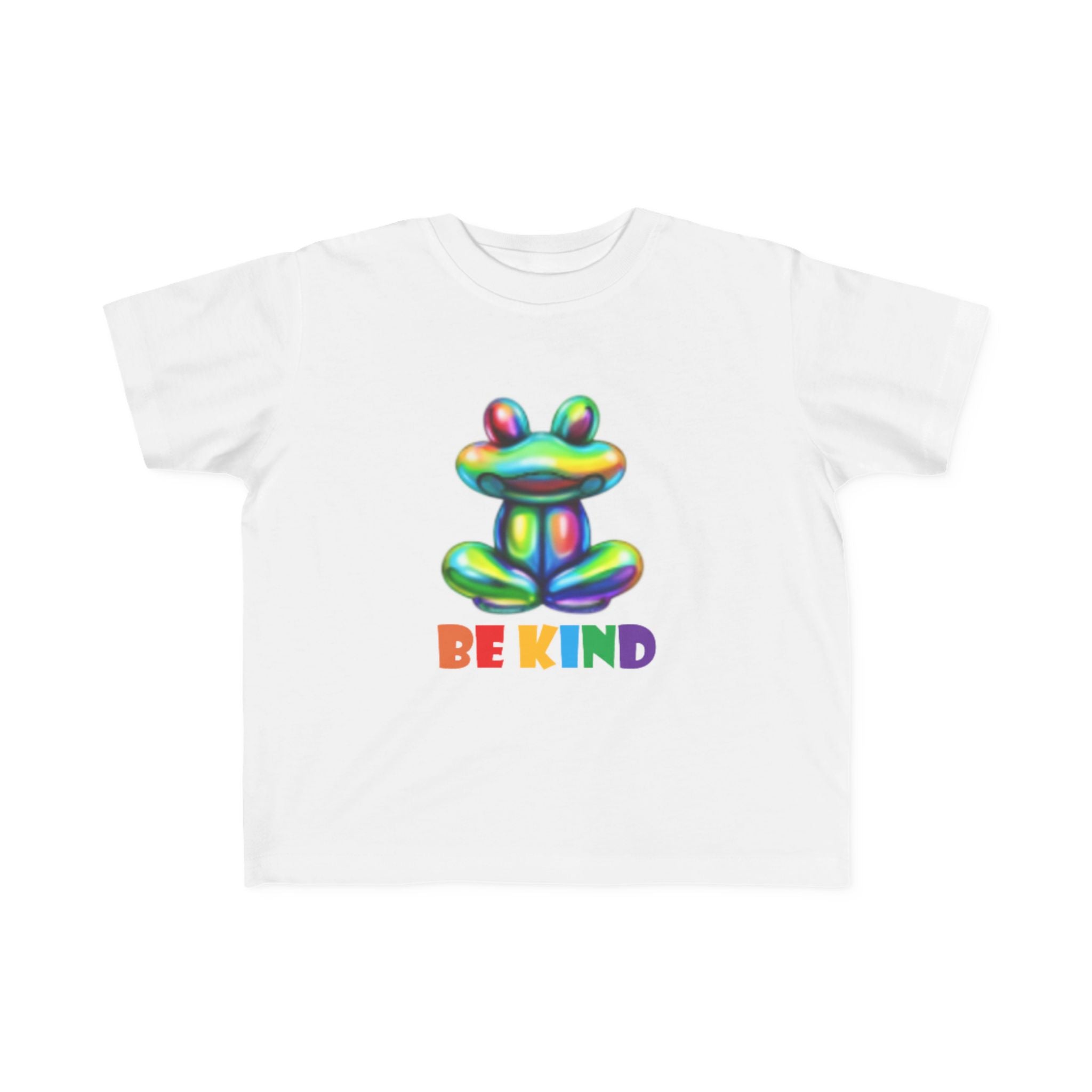 Rainbow Bubble Frog BE KIND Toddler Tee | Kids Positive Message Shirt