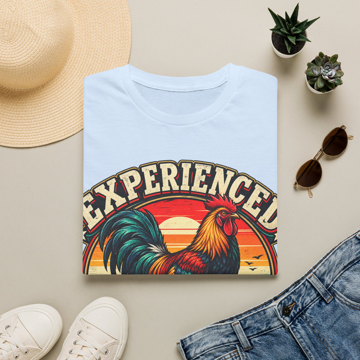 Experienced Cock Handler Adult T-Shirt — Retro Rooster Graphic Tee