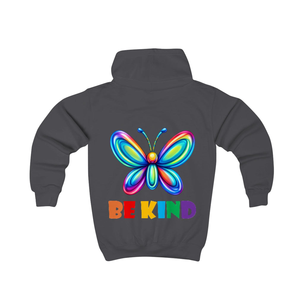 Rainbow Butterfly BE KIND Kids Hoodie | Positive Message, Colorful Back Print